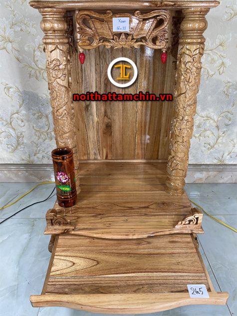 Bàn thờ ông địa gỗ Xoan 56x56x88 (Ngang x Sâu x Cao)